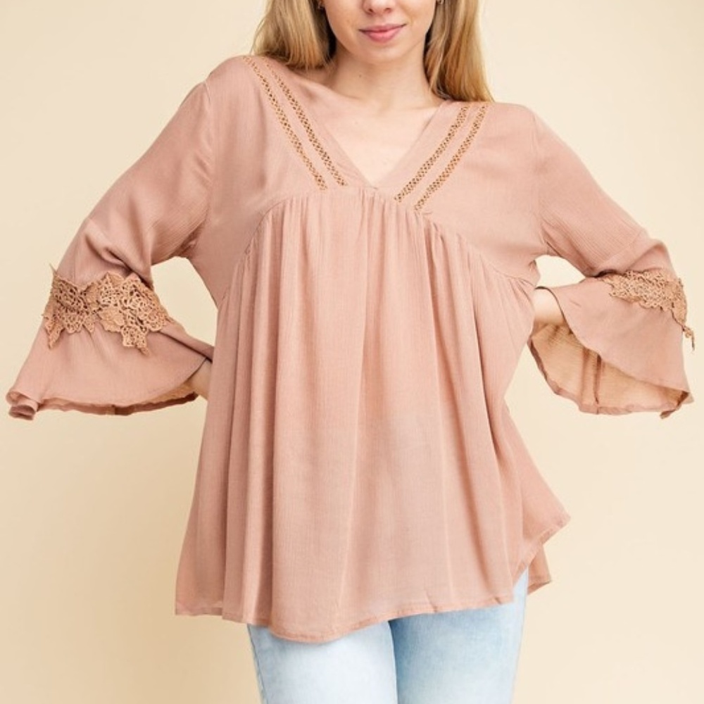 π Dusty Rose Crinkle Gauze Top - Picture 8 of 8